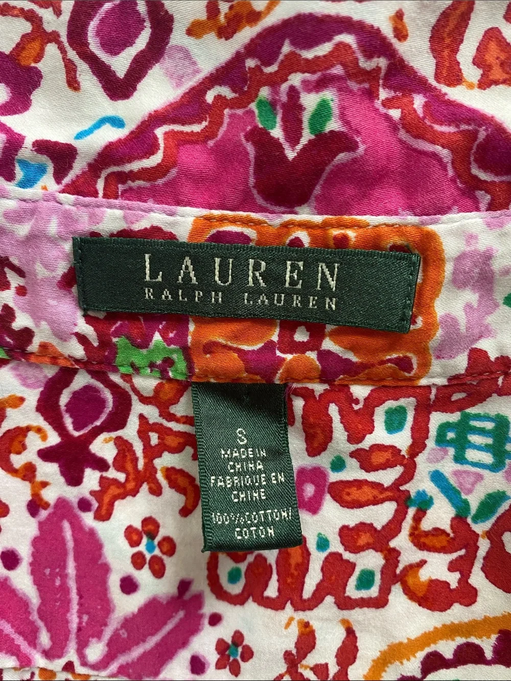 Ralph Lauren Floral-Paisley Button Shirt in Pink, Orange & Green - Picture 2 of 7